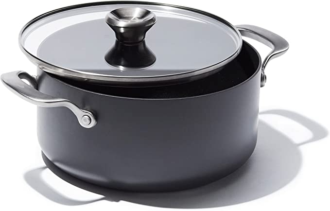 OXO Professional Hard Anodized PFAS-Free Nonstick, 5QT Stock Pot with Lid, Induction, Diamond reinforced Coating, Dishwasher Safe, Oven Safe, Black