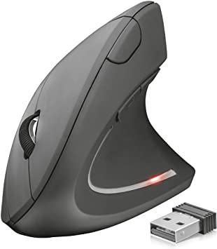 Trust Verto Wireless Ergonomic Mouse for PC and Laptop, Illuminated, 800-1600 DPI, 6 Buttons, Right Hand Users - Black