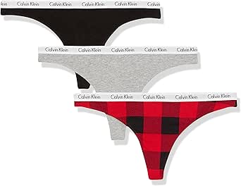 Calvin Klein Women's Carousel Logo Cotton Thong Multipack Panty