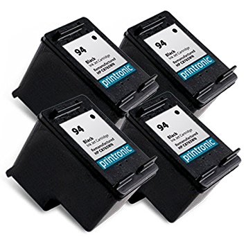 Printronic Remanufactured Ink Cartridge Replacement for HP 94 C8765WN (4 Black) 4 Pack