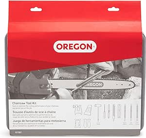 Oregon Premium Kit di Manutenzione per Catena Motosega con Custodia Rigida, Affilacatene per Motosega con Lime, Manici, Misuratore di Profondità, Morsa, Cuneo di Abbattimento ed Accessori (601981)