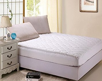 DELUXE 100% Cotton Down Alternative Fitted Mattress Pad, FULL