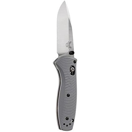 Benchmade - Mini Barrage 585-2, Plain Drop-Point, Satin Finish, Gray Handle