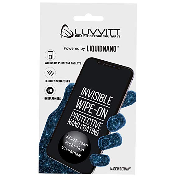 Luvvitt Liquid Glass Screen Protector with $250 Screen Replacement Warranty Nano Protection for All Apple Samsung and Other Phones Tablets iPhone iPad Apple Watch Galaxy Models and More $250 Guarantee