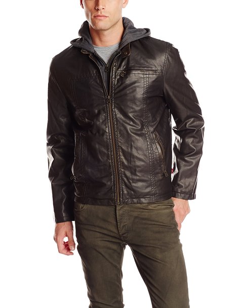Levi's Men's Faux-Leather Jacket with Hood