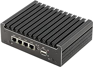 HUNSN Micro Firewall Appliance, Mini PC, Pfsense Plus, Mikrotik, OPNsense, VPN, Router PC, Intel Celeron N4505, RS41, AES-NI, 4 x 2.5GbE I226-V, Console, Type-C, HDMI, DP, SIM Slot, 8G RAM, 64G SSD