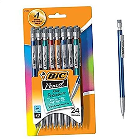 Xtra-Precision Mechanical Pencil, Metallic Barrel, Fine Point (0.5mm), 24-Count, Doesn't Smudge and Erases Cleanly Update Version (24-Count)