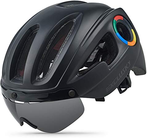 Exclusky Cycling Road Bike Helmet with Removable Goggles Visor Shield - Adjustable M Size (54-58cm)