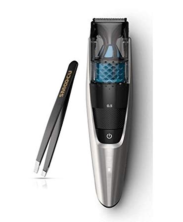 Philips Norelco Multigroom Vacuum Turbo-Powered Beard & Mustache Trimmer With Bonus Smoocu Tweezer