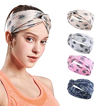 VBIGER 6 Pack Women Headband Criss Cross Head Wrap Hair Band Stretchy Headwraps Yoga Running Sports Hairband for Women (Set 5(4 Pack))…