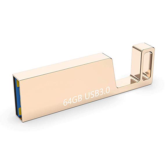 KEXIN 64GB USB 3.0 Flash Drives Thumb Drive Waterproof Metal USB Jump Drive Memory Stick Pen Drive, Gold