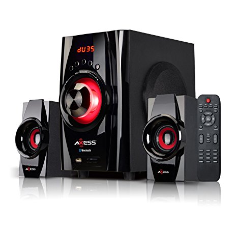 AXESS Bluetooth Mini System 2.1-Channel Home Theater Speaker System Red (MSBT3901RD)