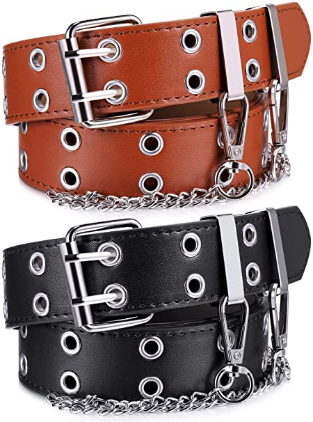 Double Grommet Women Punk Belts Prong Buckle Jeans Waist Belts