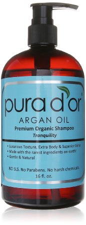 PURA D'OR Argan Oil Premium Organic Shampoo Tranquility, 16 Ounce