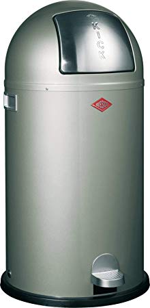 Wesco Kickboy - German Made - Step Trash Can, Powder Coated Steel, 10.6 Gallon / 40L, Silver