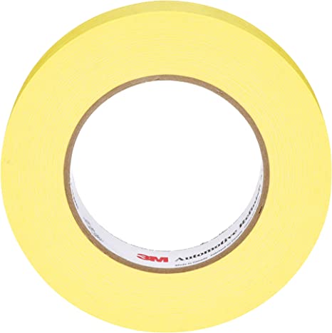 3M Automotive Refinish Masking Tape 06653, 388N, Yellow Color, Water Resistant, Multi-Purpose, 24 mm x 55 m