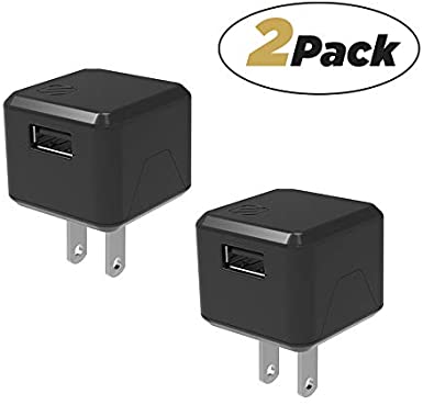 SCOSCHE USBH121-2PKAZ SuperCube Flip Single USB Port Wall Charger for USB Devices, Black (Pack of 2)