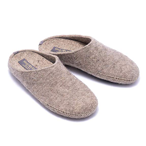 Made For You Women’s Natural Wool Slippers with Arch Support Insole, Hypoallergenic, Lightweight with Non-Slip Rubber Sole