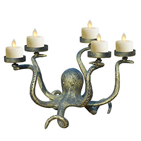 smtyle Candle Holders Octopus Candelabra for Tealight Set of 5 Decorated on Desk or Table or Fireplace