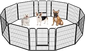 Yaheetech Parc pour Chien 12 Panneaux Cage pour Chien Enclos en métal pour Chiots Rongeur Lapin Chenil pour Chien 80cm de Hauteur