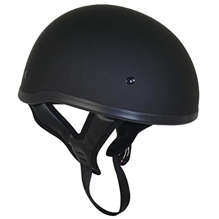 Outlaw T68 DOT Flat Black Motorcycle Skull Cap Half Helmet - Large