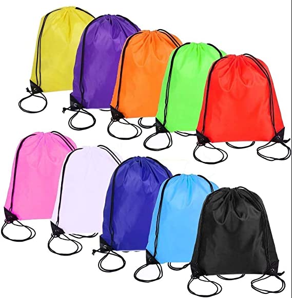 kuou 10Pcs Drawstring Bag, Drawstring Backpack for Picnic Gym Sport Beach Travel Storage 10 Colors