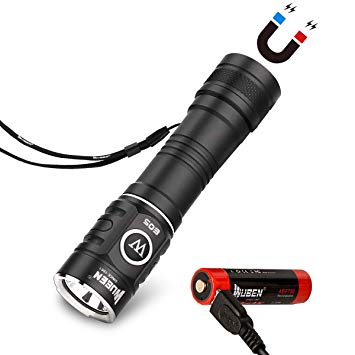 WUBEN E05 EDC Flashlight 900 Lumens USB Rechargeable 6 Modes Cree LED Flashlight Handsfree Waterproof Mini Torch with 14500 Battery Included