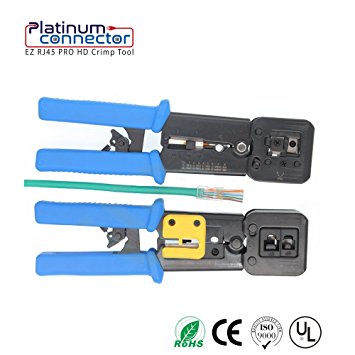 EZ RJ45 Crimping Tool by Platinum Connector with Wire Cutter and Stripping Blades