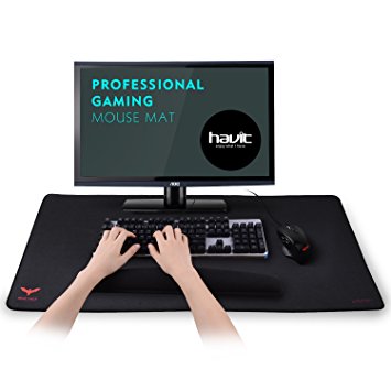HAVIT Extended Waterproof Gaming Mouse Pad,3mm Thick Non-Slip Rubber Base-36" X 16",Black (HV-MP855)