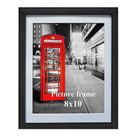 Amazing Roo 8x10 Black Picture Frame with White Mat for Kid's Room