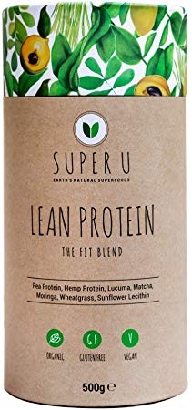 Super U Lean Protein - Organic Vegan Protein Powder with added Super Greens 500g, No Sweeteners or Fillers