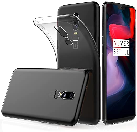 Peakally OnePlus 6 Case, Soft TPU Transparent Protector Case Cover for OnePlus 6 6.28", Anti Slip, Scratch Resistant-Transparent/Clear