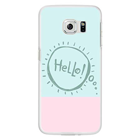 EUNOMIA Cute Hello Print Clear Frame Slim Hard Hybrid Armor Back Bumper Case Cover - Blue & Pink for Samsung Galaxy Note 4
