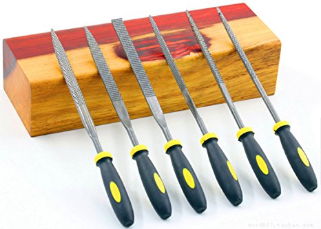 7'' Mini Needle File Set, Wood Rasp File Set with Rubber Handle, Bastard files for Wood and Soft Stuffs Carving (Wood Rasp, 7" Inch)