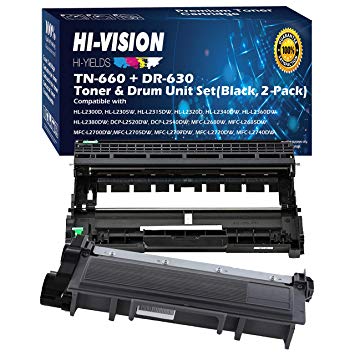 (1 Drum 1 Toner Combo) Compatible DR630 DR-630 Drum Unit & TN660 TN-660 Toner Cartridge Replacement, for HL-L2305W,HL-L2340DW,HL-L2380DW,MFC-L2705DW,MFC-L2740DW, Sold by HI-VISION HI-YIELDS