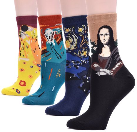 4 Pairs Famous Collection Painting Crew Socks