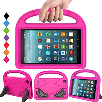 BMOUO Kids Case for All-New Fire 7 2017 - Light Weight Shock Proof Convertible Stand Handle Kids Friendly Cover for Fire 7 Tablet (7th Gen, 2017), Rose