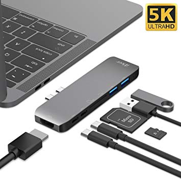 USB C Hub, Type C Adapter, Multiport Type C Hub to 4K HDMI, with Thunderbolt 3(up to 5K,40Gbps), USB C Power Delivery, 2 USB 3.0 (up to 5Gbps) and SD/TF Card reader, Aluminum Case, for Macbook pro