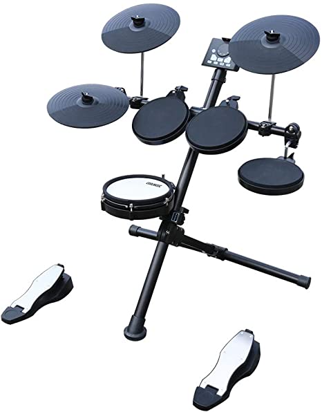 COOLMUSIC DD3 Eight Piece Electronic Drum Kit with Realistic Kick Pedal, Easy Assemble Rack and Drum Module including 30 Kits, USB and Midi connectivity