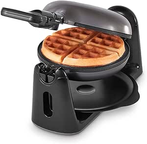 DASH Flip Belgian Waffle Maker With Non-Stick Coating for Individual 1" Thick Waffles – Graphite