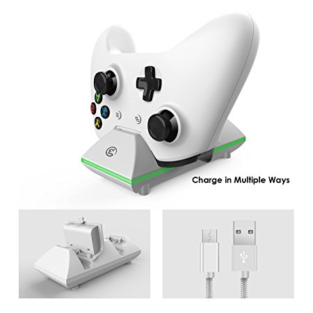GameSir Xbox One Dual Charging Dock Charger Station with 2 x 800mAh Rechargeable Batteries and 3.3ft USB Cable For Xbox One/One S/One X/One Elite Wireless Controller