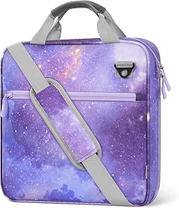 MoKo Zipper Binder, 2 inch 3 Ring Binder with Zipper, 500 Sheet Capacity Multi-Pocket School Zipper Binder with Padded Shoulder Strap Handle, School Supplies Organizer for Middle Student, Star Purple