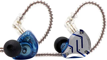 KZ ZS10 Pro, Linsoul 4BA 1DD 5 Driver in-Ear HiFi Metal Earphones with Stainless Steel Faceplate, 2 Pin Detachable Cable (Without Mic, Glare Blue)