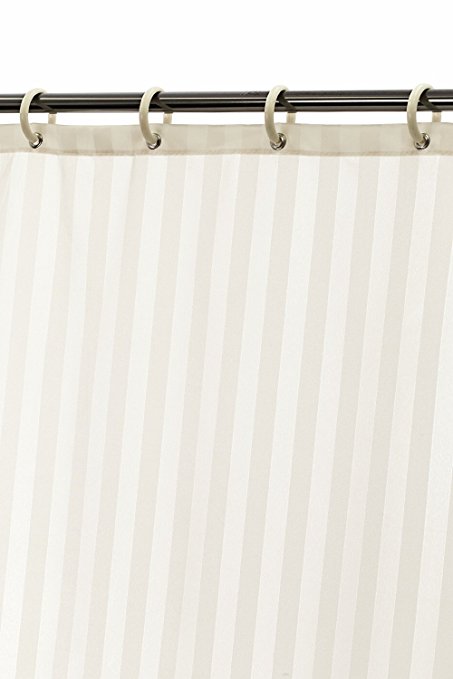 Simple Deluxe Mildew Resistant Fabric Shower Liner Curtain, 72" L x 72" W, Striped Beige