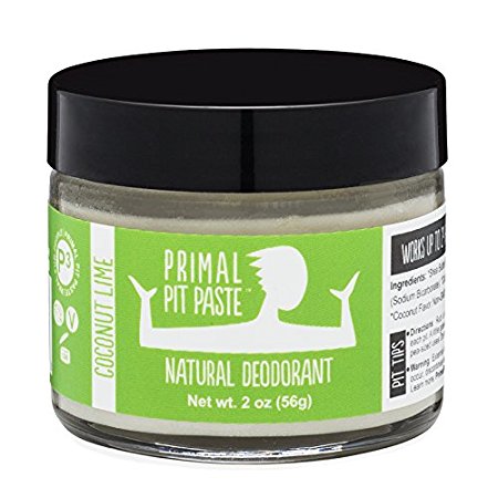 PRIMAL PIT PASTE All Natural Coconut Lime Deodorant | 2 Ounce Jar | NO Aluminum, NO Parabens | For Women and Men of All Ages | Non-GMO, Cruelty Free, Earth Friendly, BPA Free