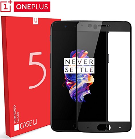 OnePlus 5 Tempered Glass, Case U OnePlus 5 Full Coverage Tempered Glass Screen Protector - Black Rim [Limited Stocks]
