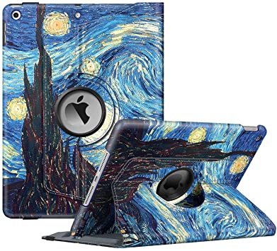 Fintie Rotating Case for New iPad 7th Generation 10.2 Inch 2019 - [Built-in Pencil Holder] 360 Degree Rotating Smart Protective Stand Cover with Auto Sleep/Wake for iPad 10.2" Tablet, Starry Night