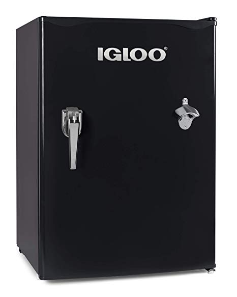 Igloo IRF26RSBK Classic Compact Single Door Refrigerator Freezer w/Chrome Handle & Bottle Opener, 2.6 Cu.Ft, Black