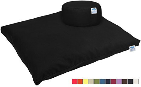 CalmingBreath Yoga Meditation Cushion and Zabuton Mat Set - Washable Covers - Fits All Sizes
