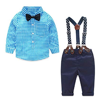 Yilaku Baby Boys Clothes Sets Bow Ties Shirts   Suspenders Pants Toddler Boy Gentleman Outfits Suits(0-4 Years)